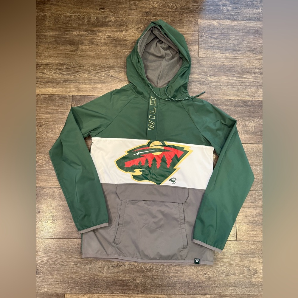 Green and Gray MN Wild Hooded Jacket with Logo